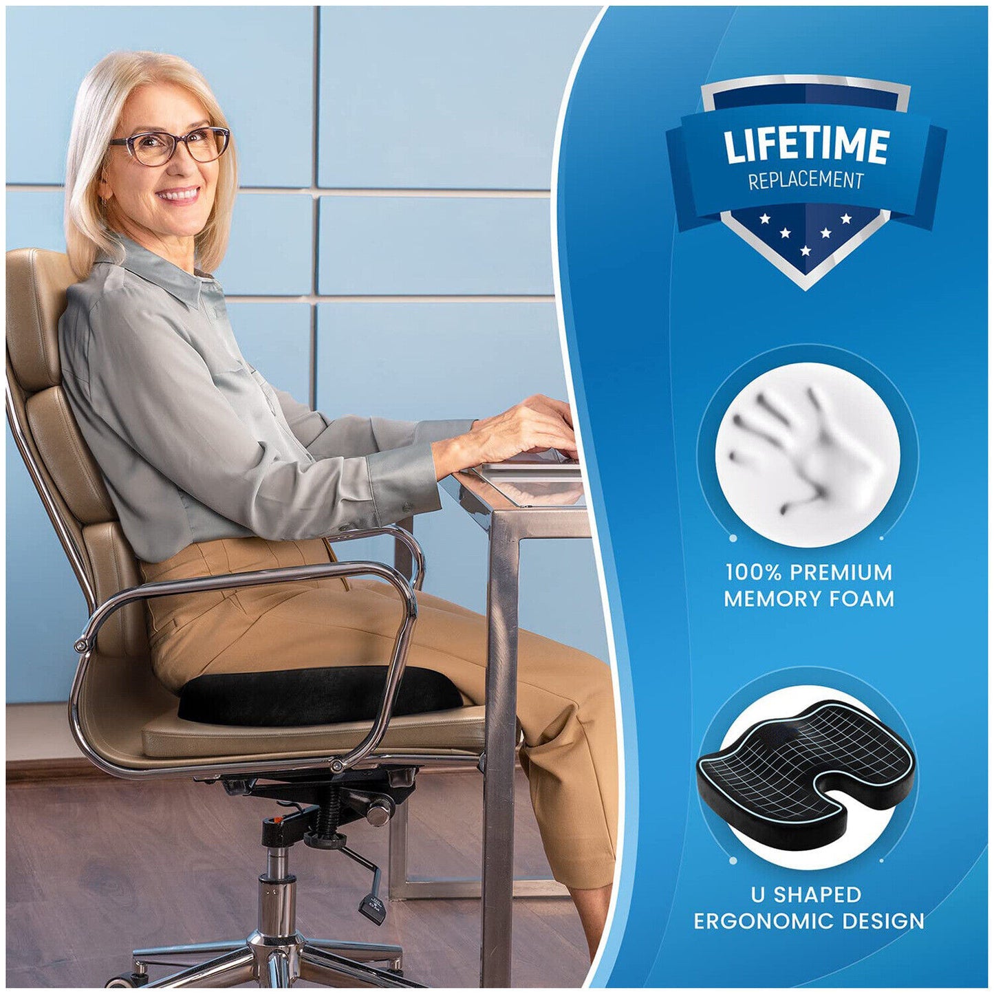 Orthopedic Seat Cushion and Lumbar Cushion Set